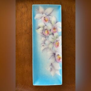 Tutanka tray, light blue and sweet pink. Beautiful Japanese cloisonné artistry!